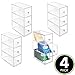 mDesign Plastic Kitchen Pantry Stackable Container, Cabinet, Countertop Organizer Storage Station with 3 Drawers for Coffee, Tea Bag, Sugar Packets, Creamers, Drink Pods, Packets - 4 Pack - Clear