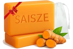 SAISZE Turmeric Soap Bar, Kojic Acid Soap, 4oz x 2 BARS, Dark Spots Remover for Face and Body, Brightening, Hyperpigmentation