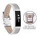 POY Replacement Bands Compatible for Fitbit Alta and Fitbit Alta HR, Genuine Leather Wristbands, Silver
