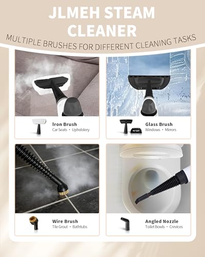 Pressurized Handheld Steam Cleaner for home with 12pcs Accessories & Safety Lock – Multi-Surface Natural Deep Steamer for Cleaning Car, Furniture, Floor, Upholstery, Tile, Grout, Windows (Dark Grey)