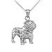 Claddagh Gold Polished 925 Sterling Silver English Bulldog Charm Pendant Necklace, 16
