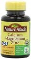 Nature Made Calcium, Magnesium, and Zinc with Vitamin D, With D-3 100 Tablets (Pack of 9)