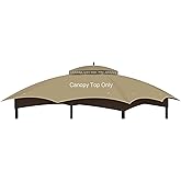 OIPUNSHLE 10x12 Gazebo Canopy Replacement, #GF-12S004B-1, Khaki | Double Tier Roof Fabric, UV Resistant, Water Resistant, Air Vent, for Patio Shade, Backyard, Deck, Garden