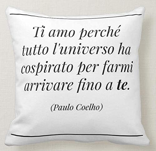 Cuscino Personalizzato 40x40 Cuscino Dedica Frase Amore Paulo Coelho Ti Amo Perche L Universo Intero Ha Cospirato Per Farmi Arrivare Fino A Te Idea Regalo Amazon It Casa E Cucina