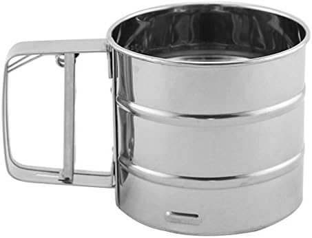 ShellMiMi Stainless Steel Hand Crank 3 Cup Flour Sifter for Baking