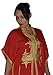 Moroccan Caftan Hand Made Breathable Cotton with Gold Hand Embroidery Long Red