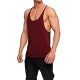 OA Men's Stringer Cotton Tank Tops Raw Edge Vest Wine Red L