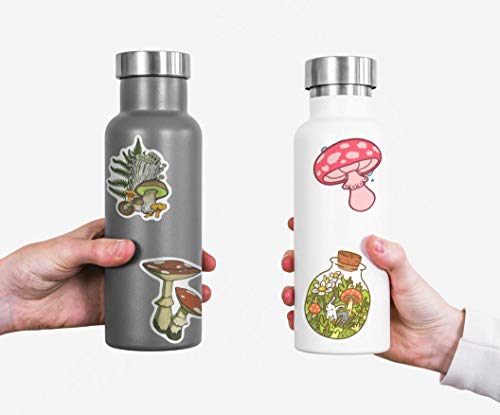 50pcs Mushroom Stickers for Water Bottles, Vinyl Waterproof Stickers Decals for Laptop Scrapbook, Vinyl Stickers for Adults, Kids, Tenns