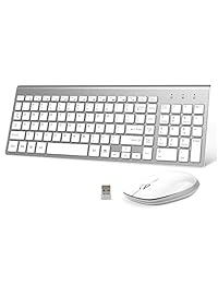 Teclado y ratón inalámbricos, 2,4 Ghz USB ergonómico compacto silencioso QWERTY para Mac iMac Windows PC ordenador portátil TV