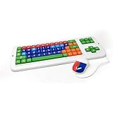 Clevy Bundle Adults/Children: Mouse + Large Print Mechanical Keyboard Spill Proof (Lower Case Color Coded) Matching Mouse Opt