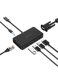 Dodocool   Adaptador de vídeo USB C a 4K HD, adaptador Gigabit Ethernet, puerto VGA, 3 puertos USB 3.0, puerto de carga para MacBook MacBook Pro  Chromebook Pixel