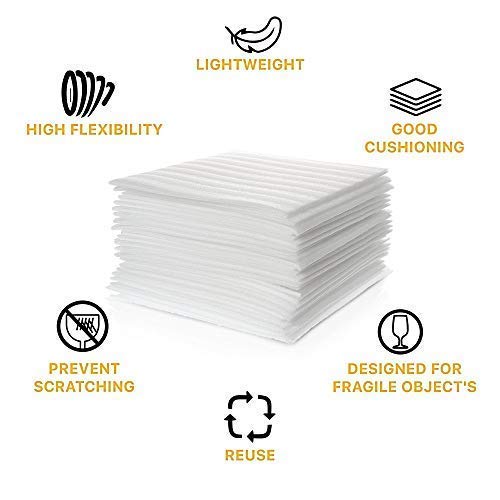 12" x 12" Foam Wrap Sheets for Packing Moving Shipping and Storage Supplies - Cushion Foam Wraps is Great Alternative to Air and Bubble Cushioning Wrap - 50 Pack - Thumbnail 2