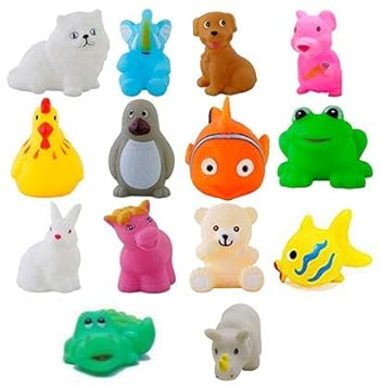 WISHKEY Baby Bath Toy Set of 14 Pcs Chu Chu Colorful Animal Shape Toy (Multicolor)