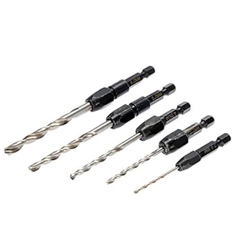 Generic 5pc 1/4" Hex Shank Wood Hcs Drill Bit Set Woodworking Quick Change Twist Drill Bit Metric 2/3.2/ 4/ 5/ 6mm Quick Release Drills
