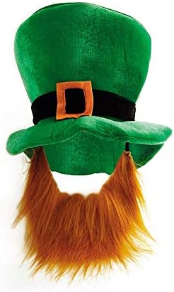Othrando St. Patricks Day Costume Green Leprechaun Top Hat with Brown Beard Saint Patricks Day Shamrock Party Favor Decorations