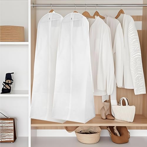 2 Pieces Suit Cover 180 x 60 cm Clothes Bag with Zip, Suitable for Wedding Dresses, Dresses, Coats, Long Coats, etc