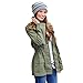 Vedem Women's Hooded Drawstring Military Jacket Parka Coat Army Green