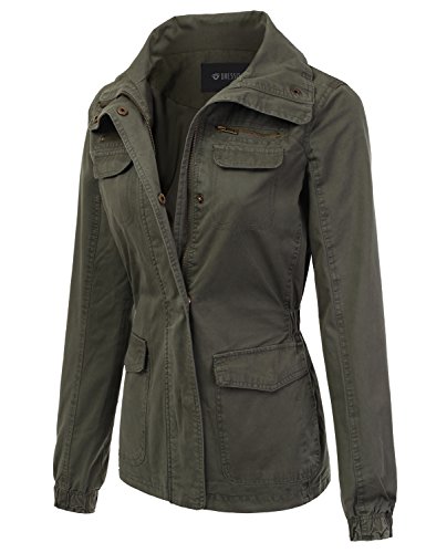 DRESSIS Women's Lightweight Military Anorak Jacket OLIVE S