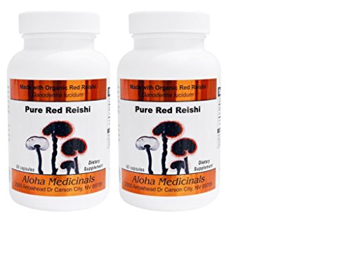 Organic Pure Red Reishi (Ganoderma lucidum) 500 mg - by Aloha Medicinals 2 Bottles of 90 Capsules Organic Pure Red Reishi (Ganoderma lucidum) 500 mg - by Aloha Medicinals 2 Bottles of 90 Capsules
