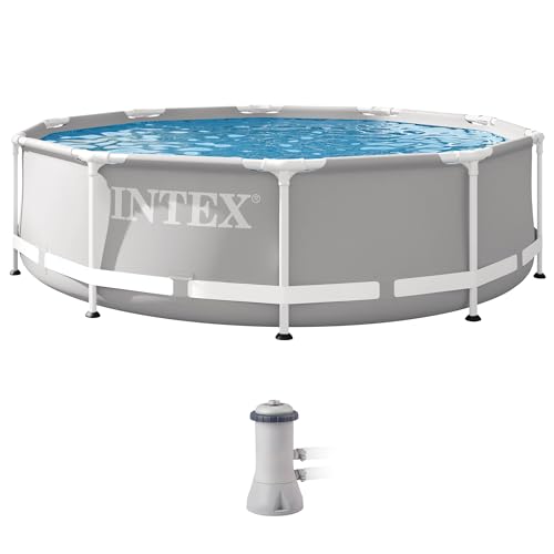 INTEX 26701EH Prism Frame Premium Aufstellpool Set 3,0 m x 76,2 cm - inklusive 330 GPH Kartuschenfilterpumpe - SuperTough Pannensicher - Rostbeständig