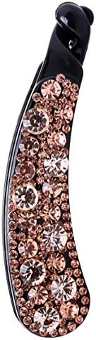 Fancyin Luxury 3.9" Medium Size Crystal colorful rhinestones banana hair claw clip for women (B)