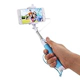 Selfie Stick - Foxnovo Selfy Stick Self-portrait Monopod Batteryfree for Iphone 6 Plus, 6 5s 5c 5, Samsung S6 Edge, S6 S5 S4, Android Cell Phone (Sky Blue)