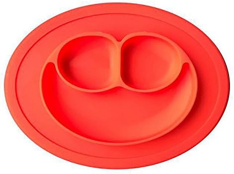 Toddler Plates, ISHOWDEAL Portable BPA-Free Baby Plate Silicone Placemat Plat silicone plates for toddlers suction One Piece Silicone Placemat for Children Kids Toddlers FDA Approved 10.7x7.7x0.78inch