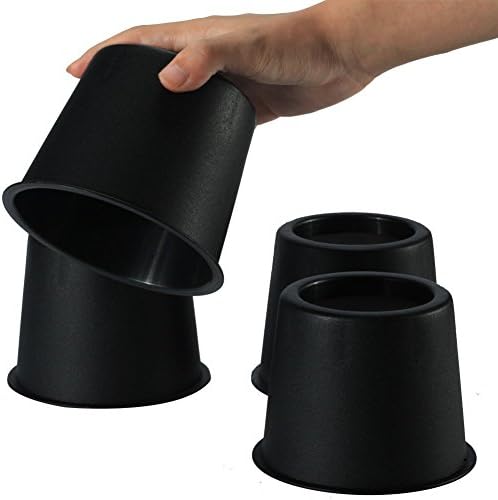 Moveonstep Bed Riser of 3” support 2000 pounds Heavy Duty Round Circular Table Risers Floor Protection Furniture Risers Chairs lifts Set of 4 Pcs Black