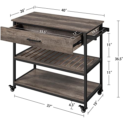 Yaheetech Kitchen Island on Wheels with Storage Drawer & Shelves, 3