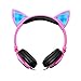 Cat Ear Headphones, KOMRT Blinking Kids Headphones Fashion Glowing Cosplay Headset, Foldable Over-Ear Gaming Headsets with LED Light for Girls, Children, Compatible for iPhone 6S,Android Phone,PC