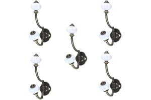 Wall Clothes Hooks Retro Antique Ceramic Coat Hooks for Door Bathroom Bedroom Kitchen Bronze 5 Pcs, Retro Bronze Ceramic Coat
