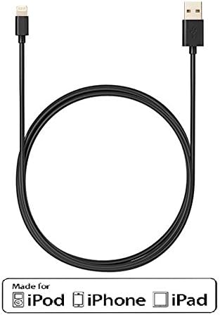 Lightning 8-Pin Cable, Black 10ft Lightning to USB Charger Sync and Charging for iPhone 7/6/6s/5/5S/5C, iPad Mini 1/2/3, iPad 4, iPad Air 1/2 - 3 Meters