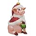Pig in Santa Outfit Glass Christmas Ornament