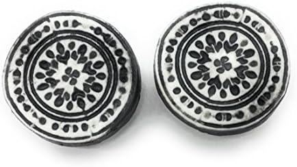 Button Covers Cufflink Mossaic Vintage Black/White Design •Button Clips -1 Pair - The Alternative to Cufflinks For Regular Shirts
