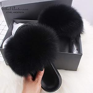 fur leather slides