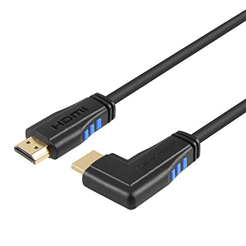 HDMI Cable, CableCreation 6 Feet Right Angle 270 Degree Vertical Right 4K HDMI 2.0 Cable, Support 4K Ultra HD, 3D Video, Ethernet, Audio Return Channel, Black