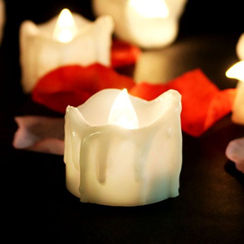 Youngerbaby 24pcs Flicker Warm White Battery Operated Candles Unscented