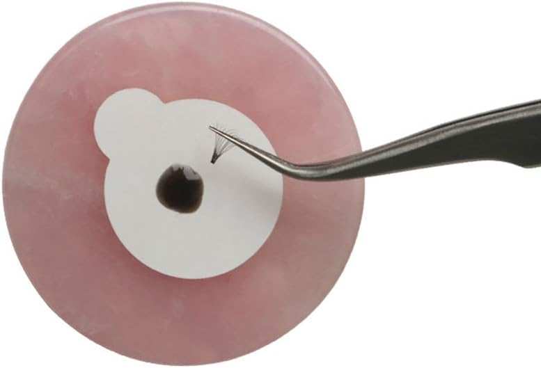 Beaupretty 2PCS Eyelash Jade Stones Eyelash Extension Pink Jade Stone Glue Pallet Holder Round Pallet Nail Pallet Eyelash Extensions Tool