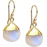 Gempires Natural Pear Cabochon Hook Earring, Meditation Earring, Handamde Jewelry, Gift for Her