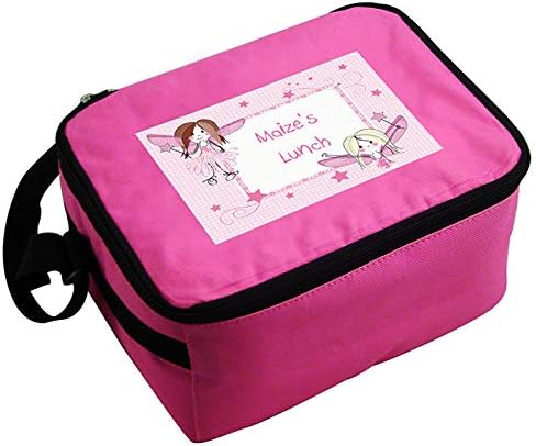Kiddiewinkle Gifts Personalised Girls Lunch Box Bag, Fairy Theme, Pink Lunch Box, Back to School Present