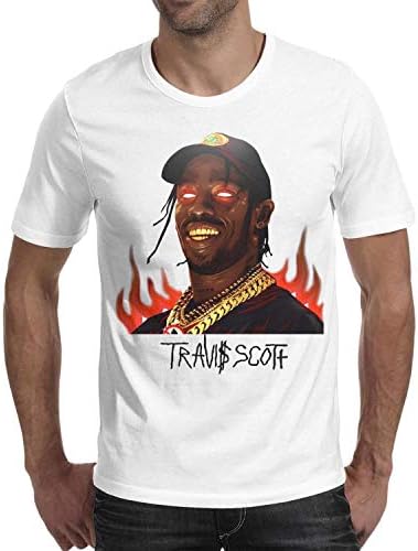 Men Short Sleeve Cotton T-Shirts Travis-Scott-Mouth-Logo-Bule- Shirt