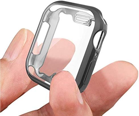 Apple Watch Case with Buit-in TPU Screen Protector 44mm, ICAA All Around Protective Case High Definition Clear Ultra-Thin Cover Case for Apple iwatch 44mm Series 4 (Black, 44mm)
