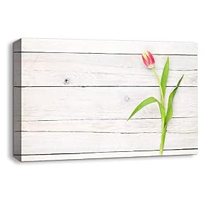 Flowers on Vintage Wood Background Home Artwork for...