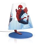 Philips Marvel Spiderman - Lámpara de mesa infantil, LED, luz blanca cálida, bombilla de 3 W, color azul