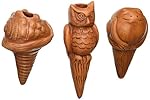 The Crabby Nook Watering Stakes Patio Terracotta Owl Sea Shell Frog Potted Plant Garden Pots Décor, Set of 3
