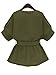 Milumia Women's Casual V Neckline Self Tie Short Sleeve Work Blouse Tunic Tops Olive Medium