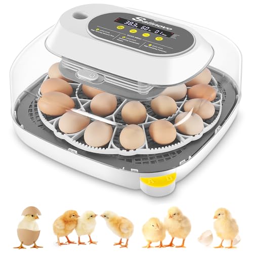 Sailnovo Fully Automatic Incubator for 24 Eggs, 4 Modes Incubator Chickens with Automatic Egg Turning and Temperature Control ℉, Incubator Chickens for Chicken Quail Ends (Grey)
