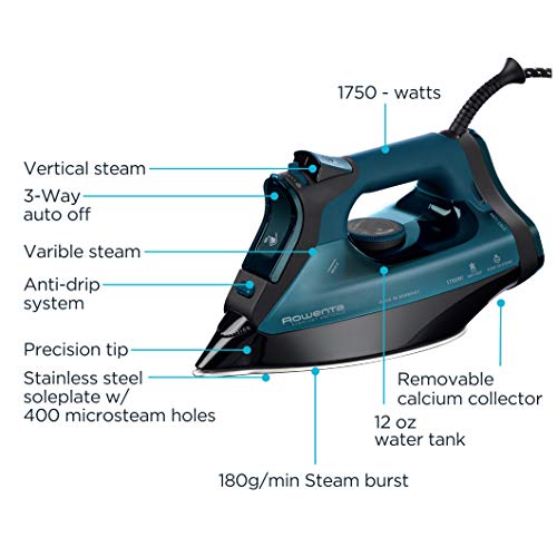 Rowenta Everlast Stainless Steel Soleplate Steam Iron for Clothes 400