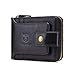BAIGIO RFID Bifold Men's Cowhide Leather Zip Around Wallet Vintage Travel Multi Card Holder Purse, Black