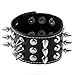 Zysta Men Women Rivet Studded Spike Genuine Leather Punk Rock Gothic Biker 40mm Wide Cuff Bracelet Adjustable Bangle Wristband Wrap